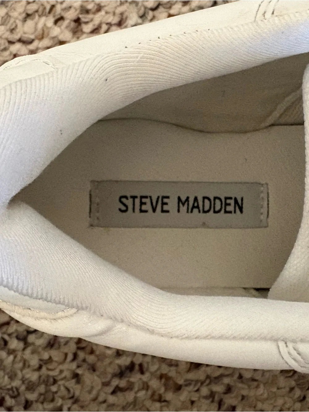 Steve Madden White Leather Lace-Up Sneakers - Picture 4 of 5